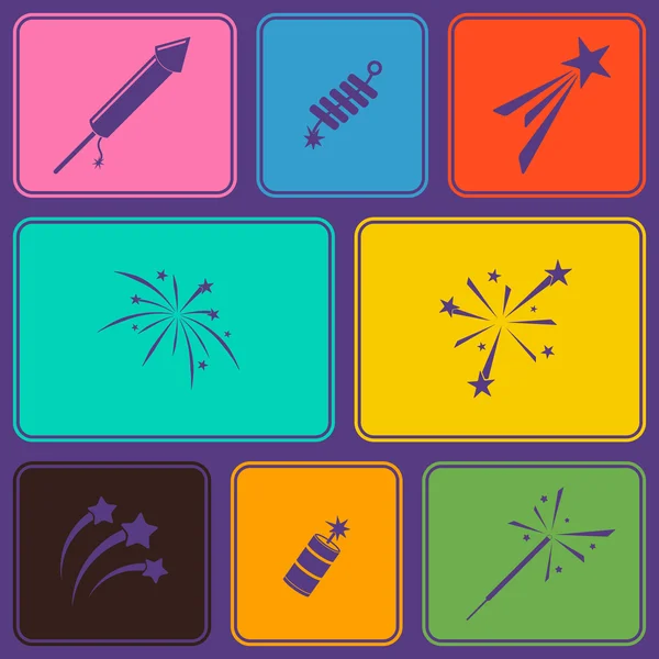 Naadloze achtergrond met vuurwerk pictogrammen — Stockvector