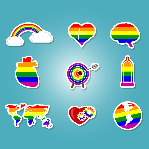 Conjunto de colores con iconos Gays — Vector de stock