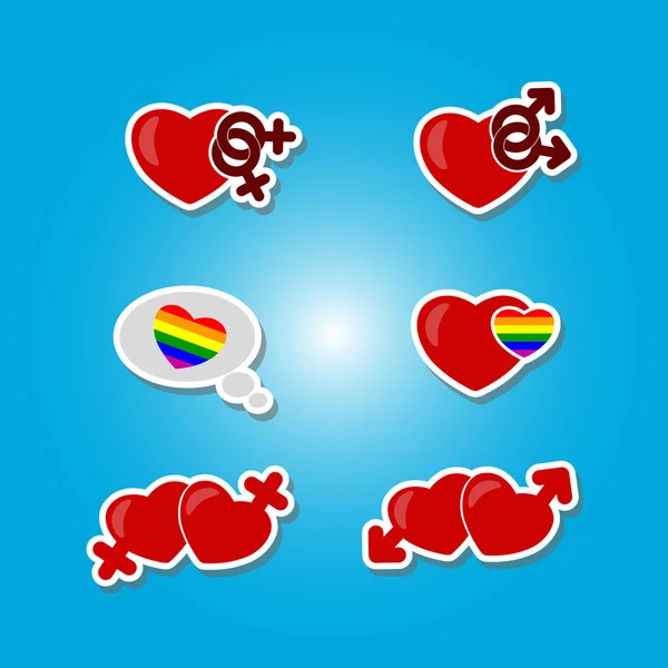 Jeu de couleurs avec des icônes Gays — Image vectorielle