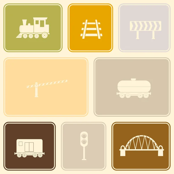 Seamless pattern with railroad icons — Stock Vector