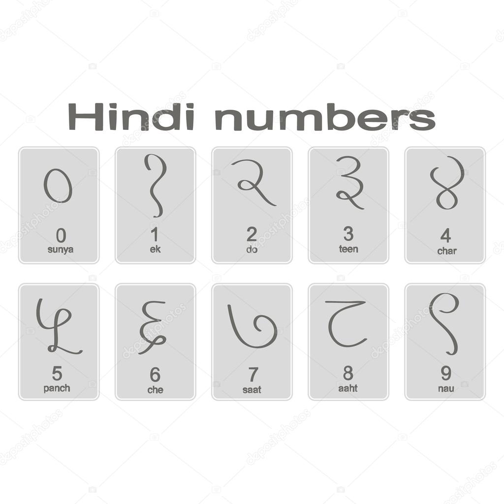 Set of monochrome icons with hindi numbers — Stock Vector © drutska