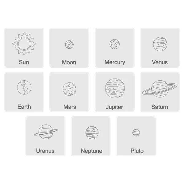 Symbolset mit Planeten — Stockvektor