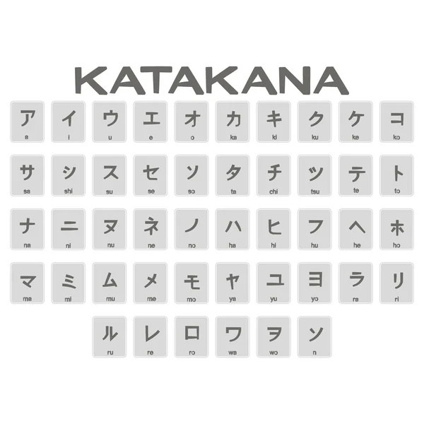 Japon alfabesi katakana ile tek renkli simgeler kümesi — Stok Vektör