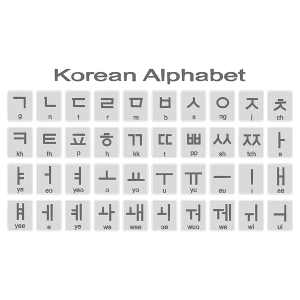 Набір піктограм монохромний з корейської абетки — стоковий вектор