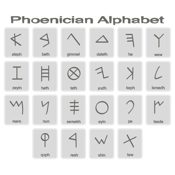 Набор монохромных икон с феникским алфавитом
  