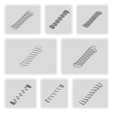 온천과 흑백 아이콘 세트 