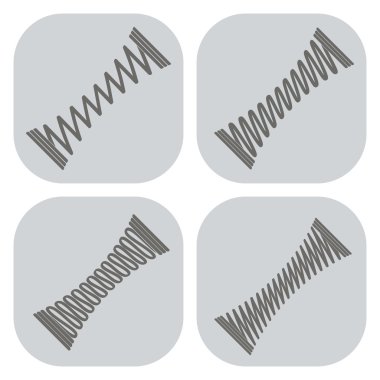 온천과 흑백 아이콘 세트 