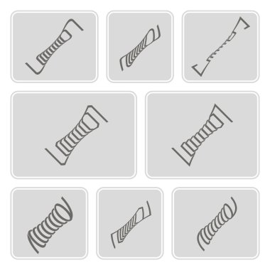 온천과 흑백 아이콘 세트