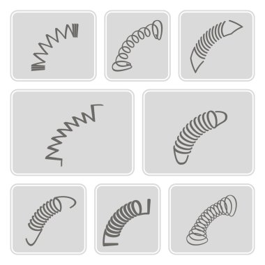 온천과 흑백 아이콘 세트 