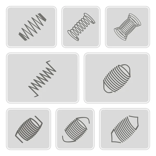 Conjunto de iconos monocromáticos con resortes — Vector de stock