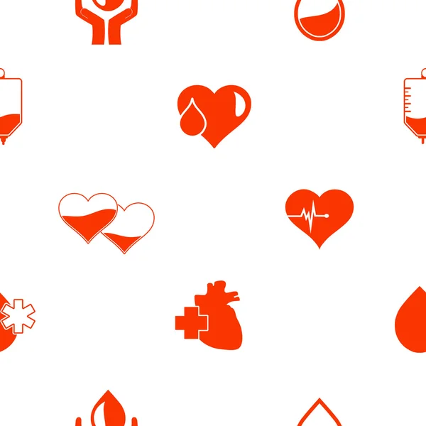 Бесшовный фон с иконками донорства крови — стоковый вектор