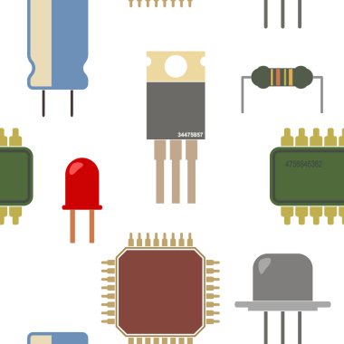 Seamless background with electronic components icons  clipart