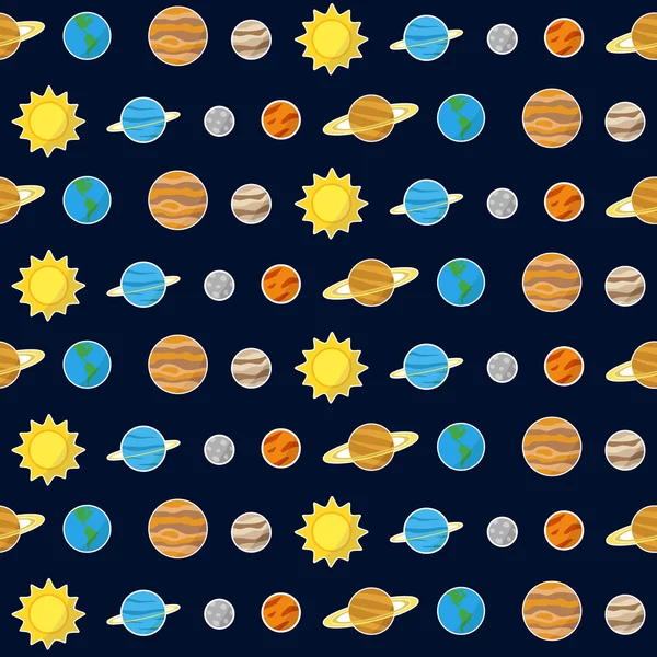 Modèle sans couture avec des planètes — Image vectorielle
