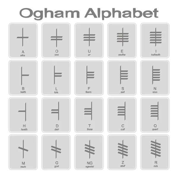 Set monochromer Symbole mit Ogham-Alphabet — Stockvektor