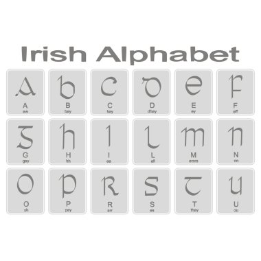 İrlandalı alfabesi ile tek renkli simgeler kümesi