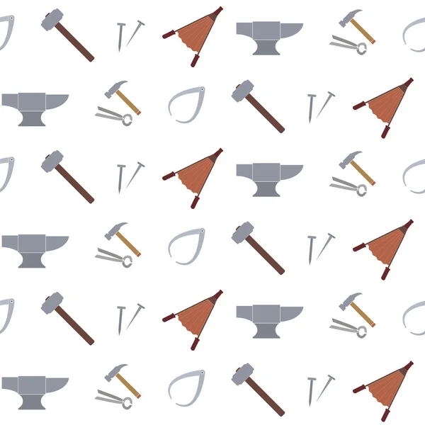 Бесшовный рисунок с кузнечными инструментами — стоковый вектор