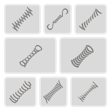 온천과 흑백 아이콘 세트  