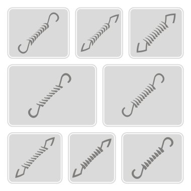 온천과 흑백 아이콘 세트  