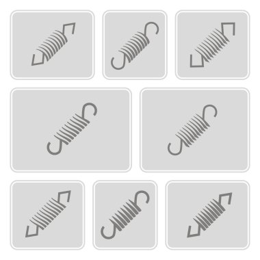 온천과 흑백 아이콘 세트  