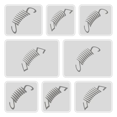 온천과 흑백 아이콘 세트  