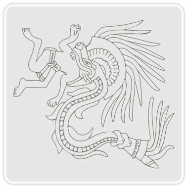 Aztek el yazmaları sembolleri ile tek renkli simge  