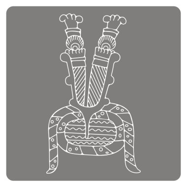 Aztek el yazmaları sembolleri ile tek renkli simge  