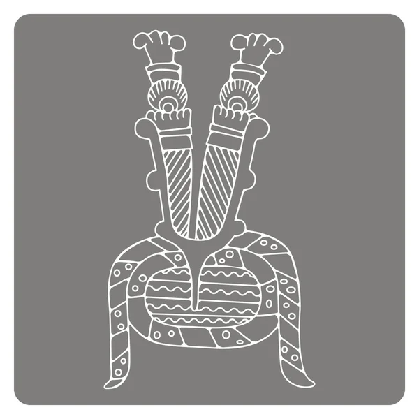 Zwart-wit pictogram met symbolen uit de Azteekse codices — Stockvector