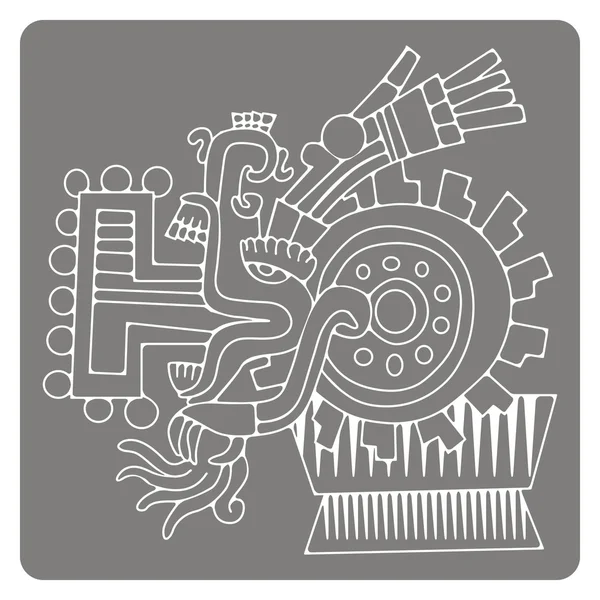 Icono monocromo con símbolos de códices aztecas — Vector de stock