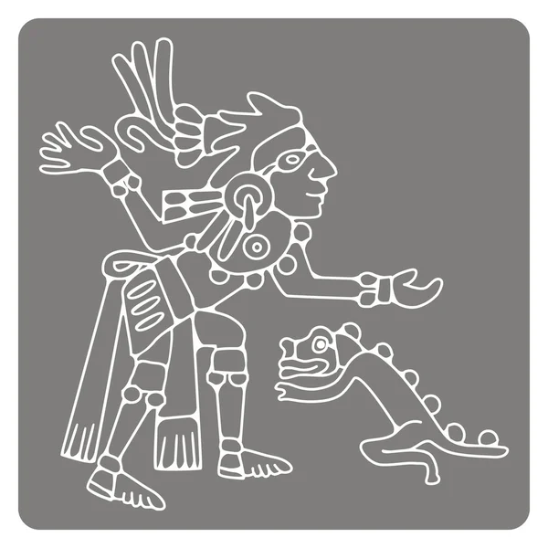 Fekete-fehér ikonra az azték kódexek szimbólumokkal — Stock Vector