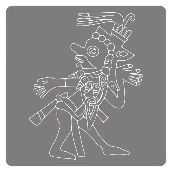 Icono monocromo con símbolos de códices aztecas — Vector de stock