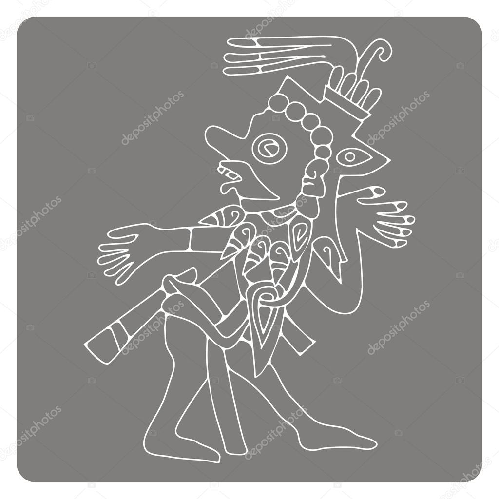 monochrome icon with symbols from Aztec codices