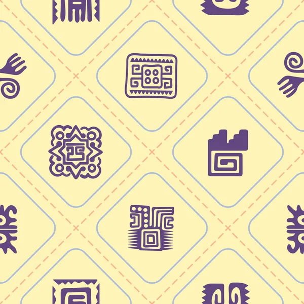 Seamless pattern with American Indians relics dingbats characters — Stock Vector