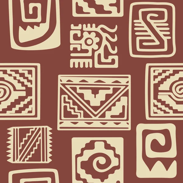 원활한 미국 인디언과 유물 장식 활자 문자 패턴 — 스톡 벡터