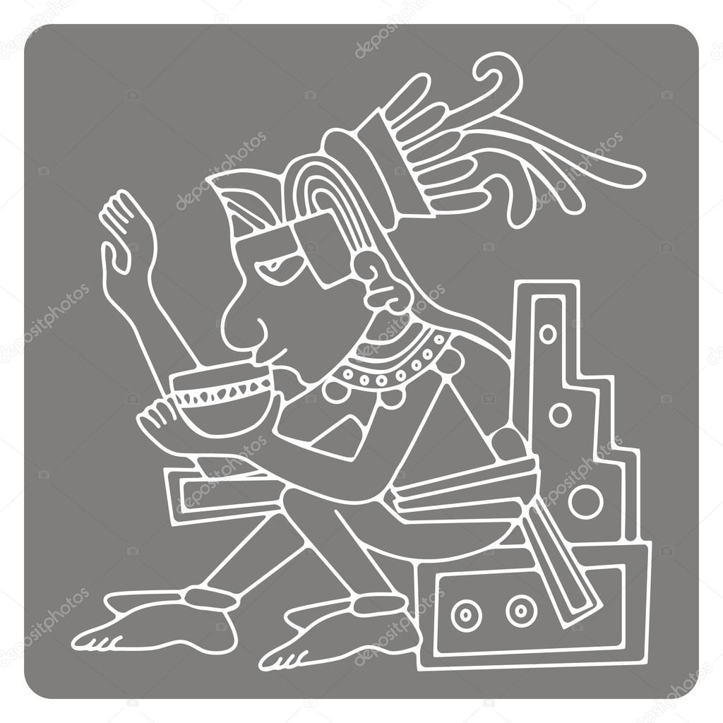 monochrome icon with symbols from Aztec codices