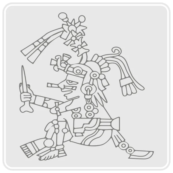 Monochrome icon with symbols from Aztec codices — Stock Vector