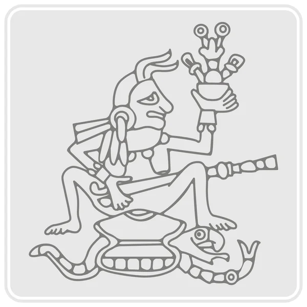 Монохромний значок з символікою від ацтеків кодекси — стоковий вектор