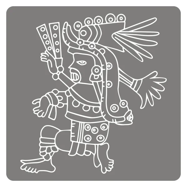 Monochrome icon with symbols from Aztec codices — Stock Vector