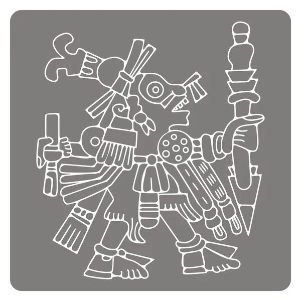 Monokrom ikon med symboler från Aztec codices — Stock vektor