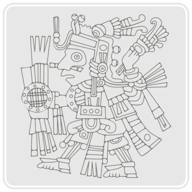 Aztek el yazmaları sembolleri ile tek renkli simge