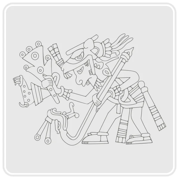 Ícone monocromático com símbolos de códices astecas — Vetor de Stock