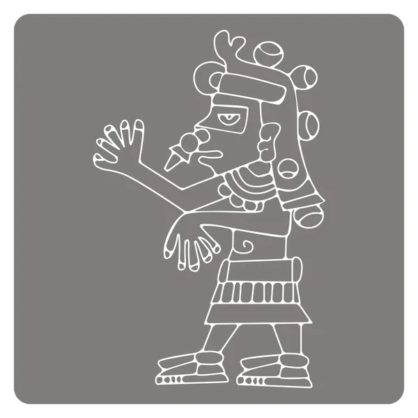 Icono monocromo con símbolos de códices aztecas — Vector de stock