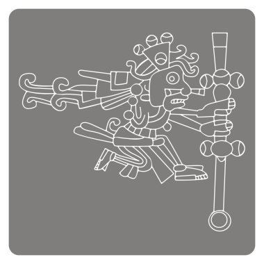 Aztek el yazmaları sembolleri ile tek renkli simge 