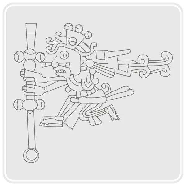 Icono monocromo con símbolos de códices aztecas — Vector de stock