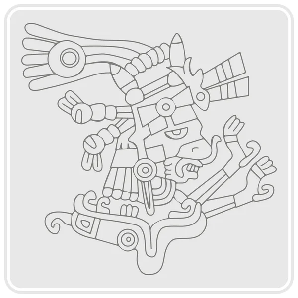 Icono monocromo con símbolos de códices aztecas — Vector de stock