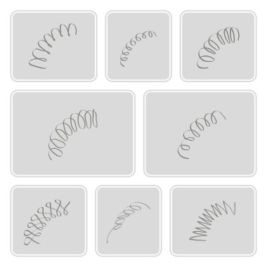 온천과 흑백 아이콘 세트 