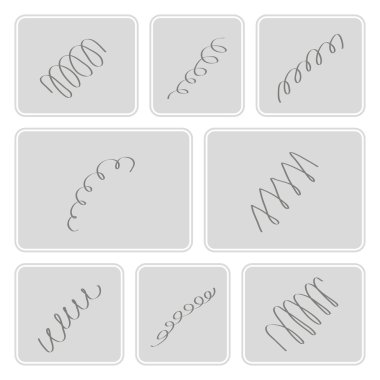 온천과 흑백 아이콘 세트