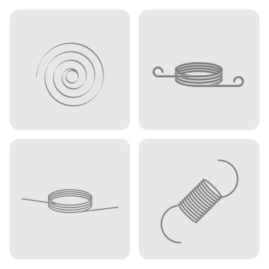 온천과 흑백 아이콘 세트 