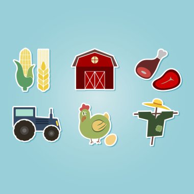 renk ile çiftlik Icons set 