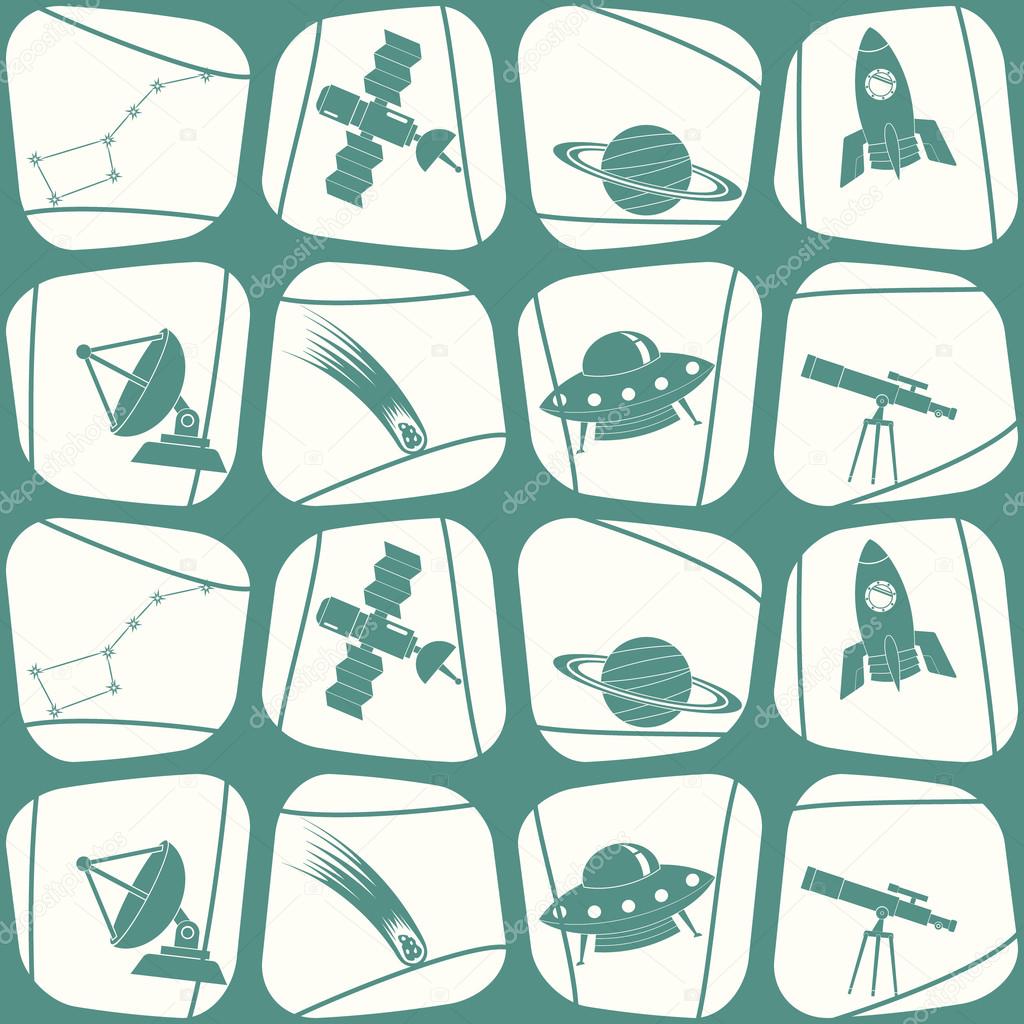 Seamless pattern with astronomy and space icons  