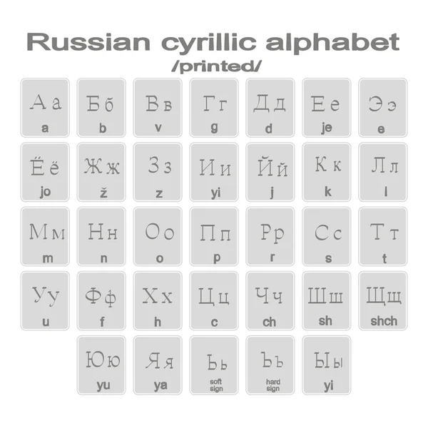 Встановити монохромний ікон з друкованих російських кирилицю — стоковий вектор